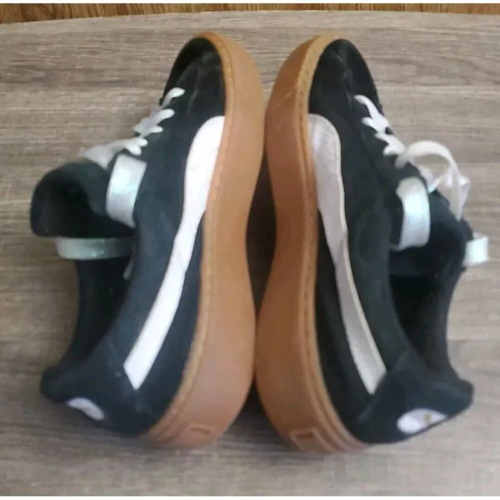 Puma Suede‎ Platform Shoes Sneakers Youth Size 3.5 Black White